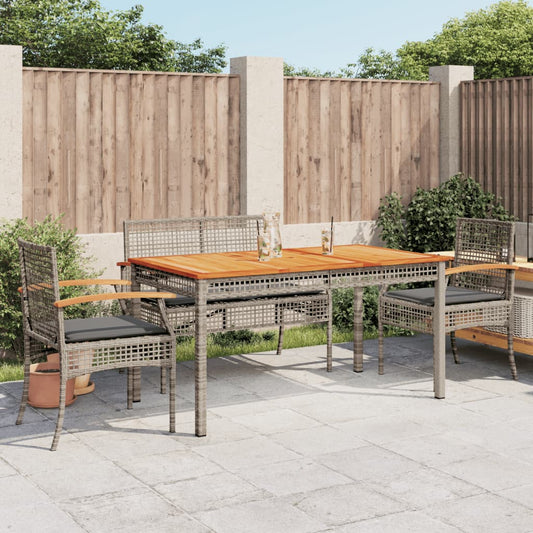 5-tlg. Garten-Essgruppe mit Kissen Grau Poly Rattan