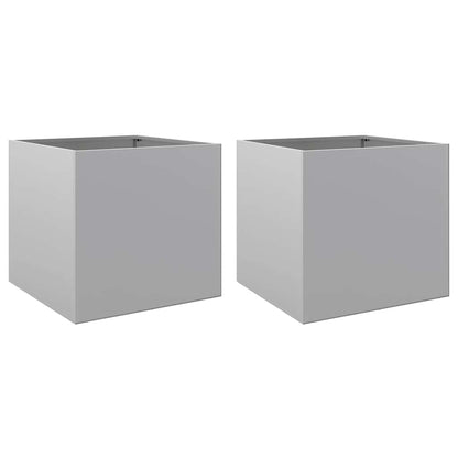 Pflanzkübel 2 Stk. Silbern 49x47x46 cm Verzinkter Stahl