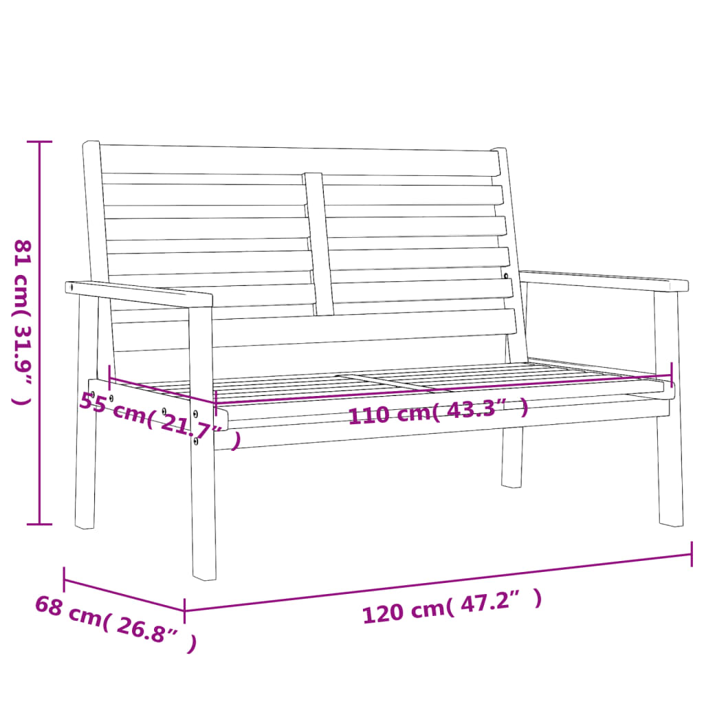 3-tlg. Garten-Lounge-Set Massivholz Akazie