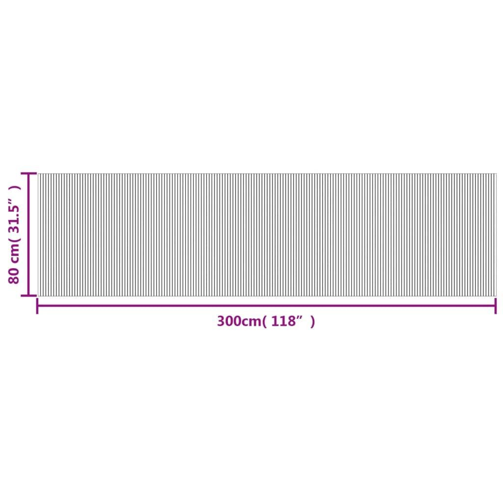 Teppich Rechteckig Schwarz 80x300 cm Bambus