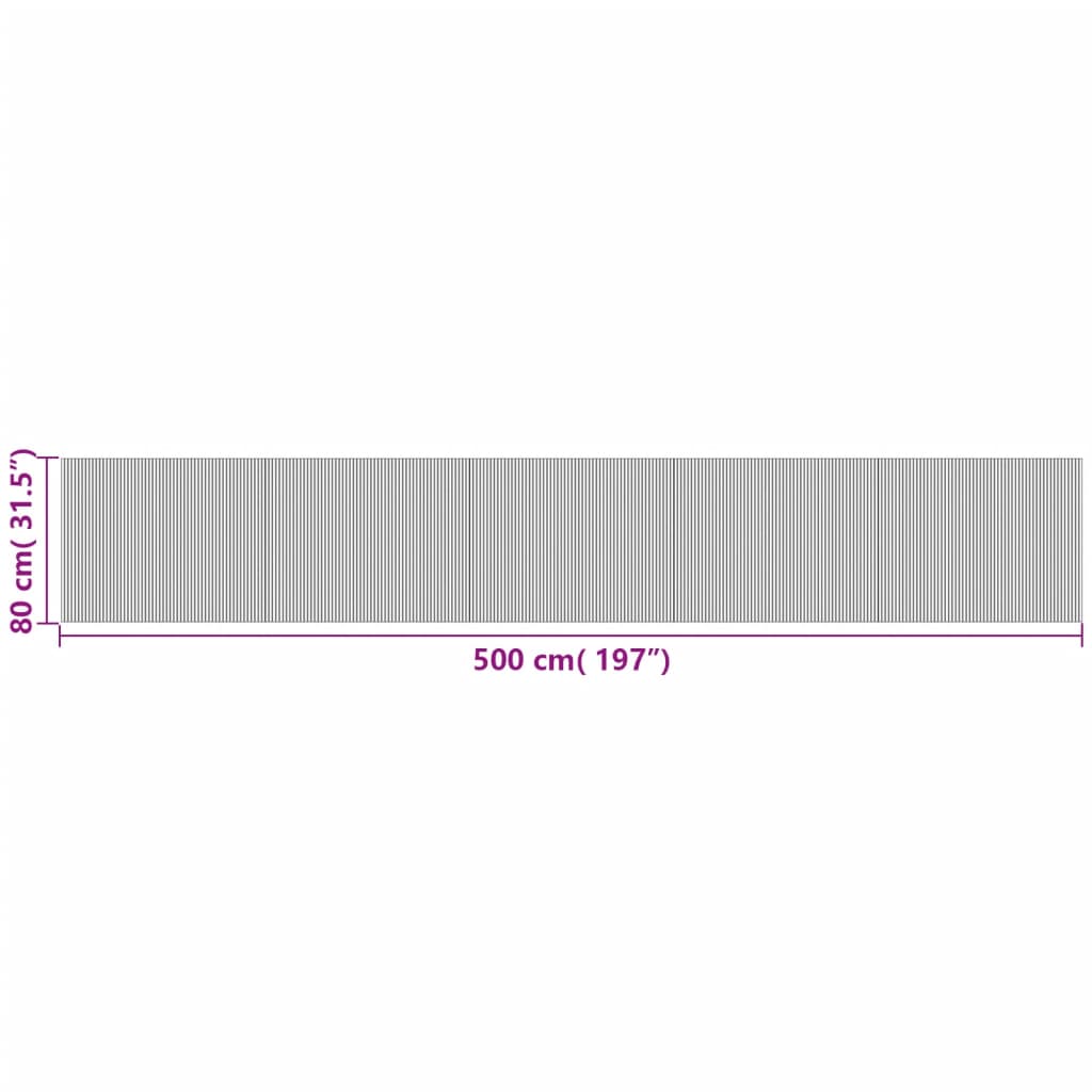 Teppich Rechteckig Schwarz 80x500 cm Bambus