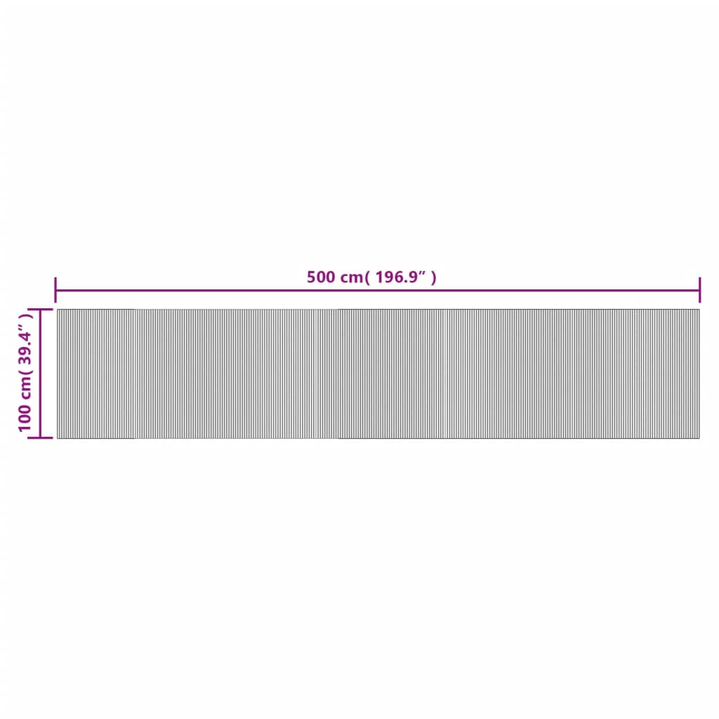 Teppich Rechteckig Schwarz 100x500 cm Bambus