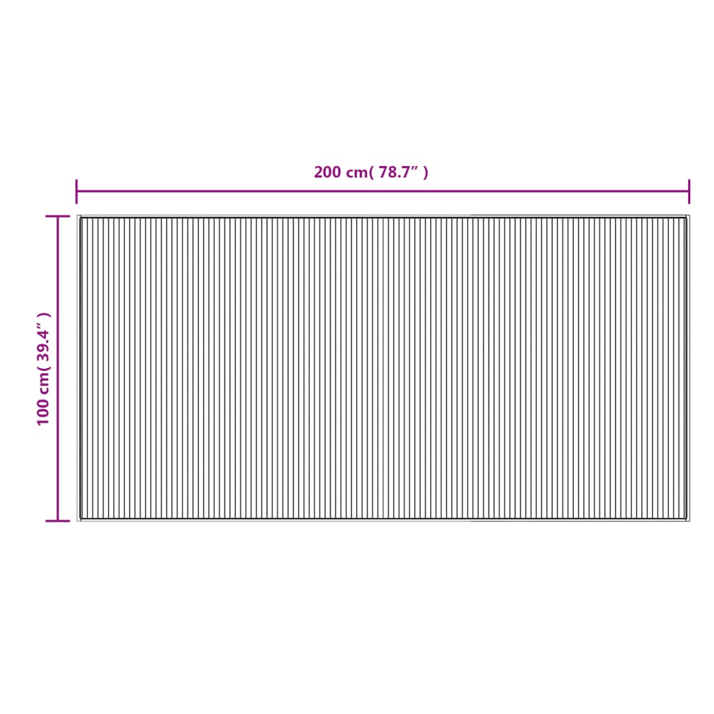 Teppich Rechteckig Hell Natur 100x200 cm Bambus