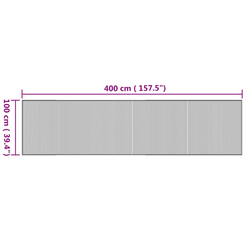 Teppich Rechteckig Natur 100x400 cm Bambus