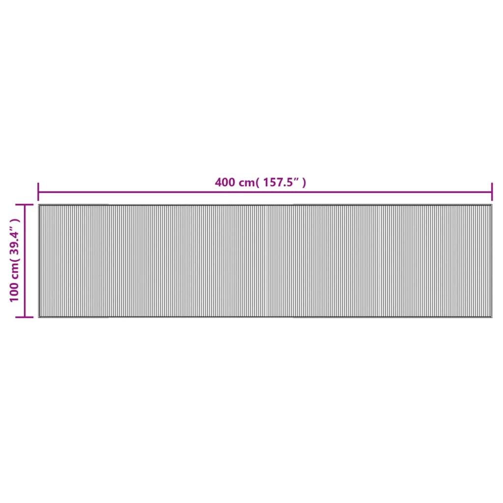 Teppich Rechteckig Dunkelbraun 100x400 cm Bambus