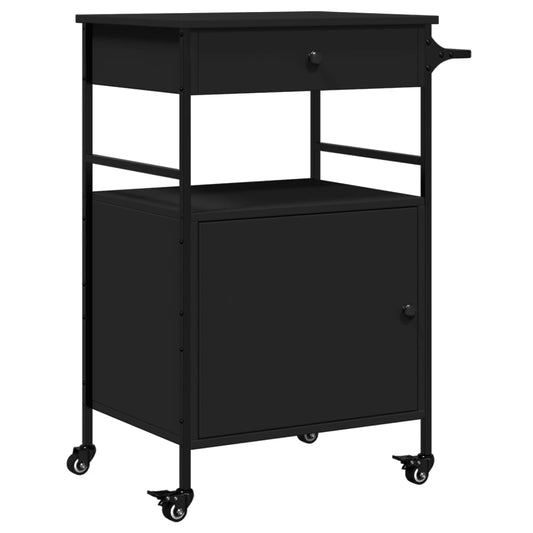 Küchenwagen Schwarz 56x43x89,5 cm Holzwerkstoff