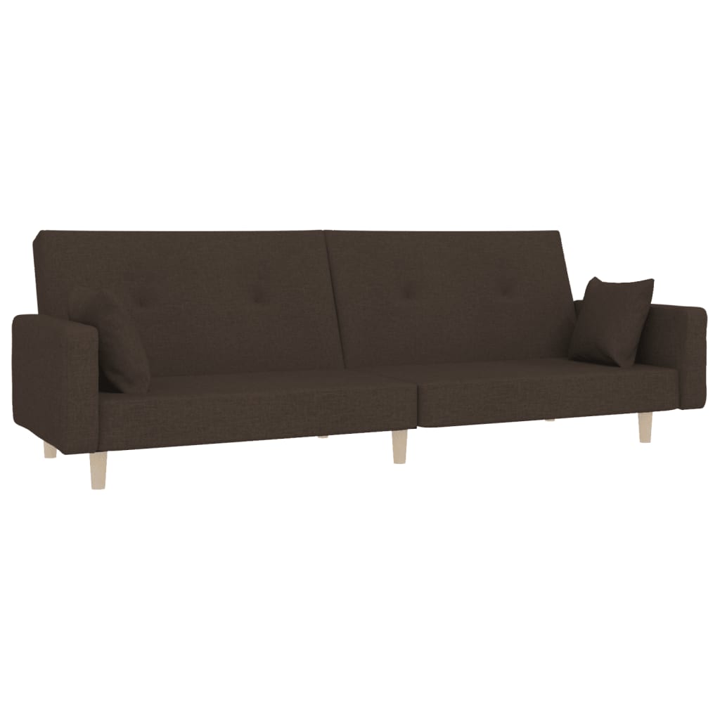 Schlafsofa 2-Sitzer mit 2 Kissen Dunkelbraun Stoff