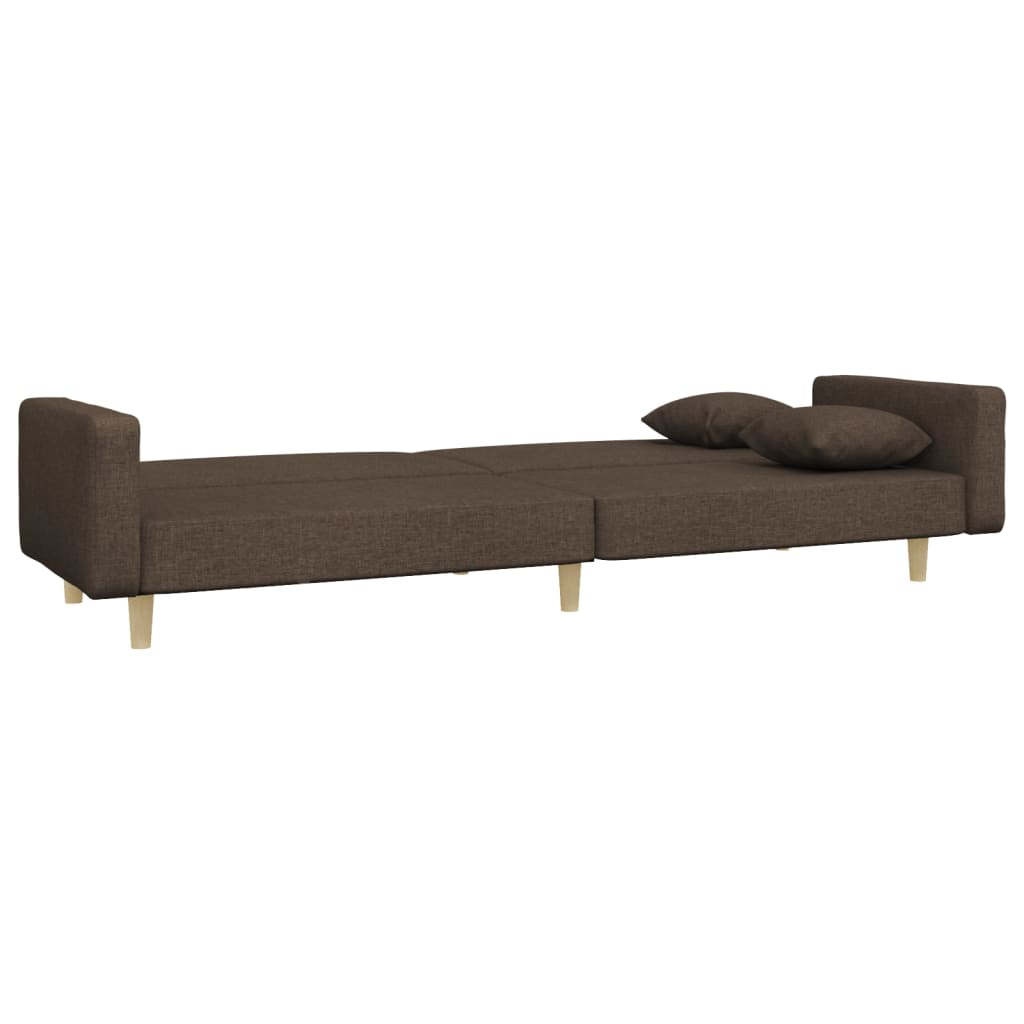 Schlafsofa 2-Sitzer mit 2 Kissen Taupe Stoff