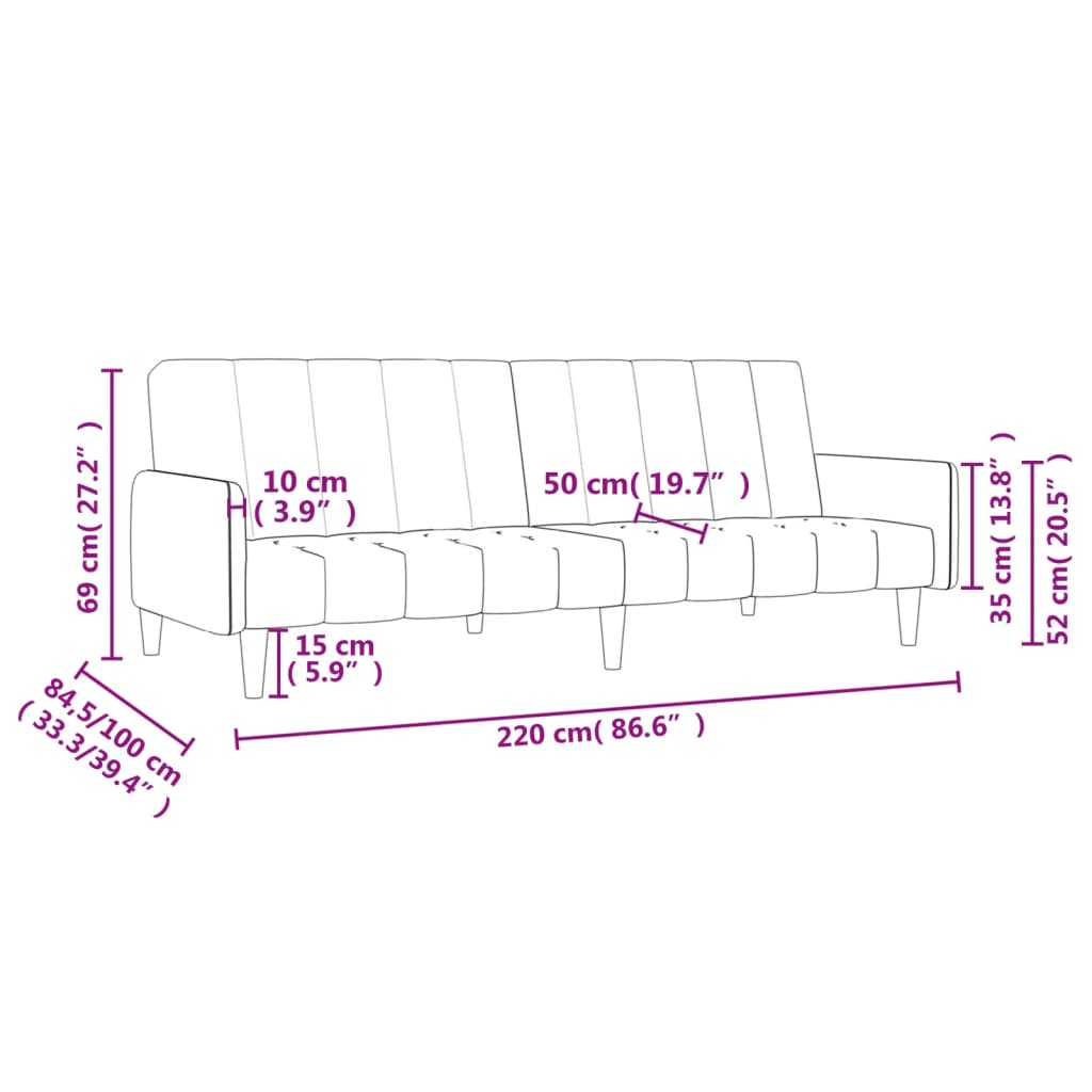 Schlafsofa 2-Sitzer Hellgrau Stoff