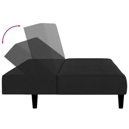 Schlafsofa 2-Sitzer Schwarz Samt