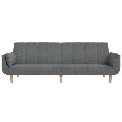Schlafsofa 2-Sitzer mit 2 Kissen Hellgrau Stoff