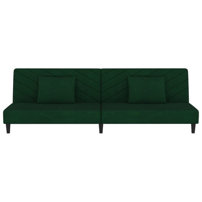 Schlafsofa 2-Sitzer mit 2 Kissen Dunkelgrün Samt