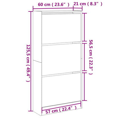 Schuhschrank Betongrau 60x21x125,5 cm Holzwerkstoff