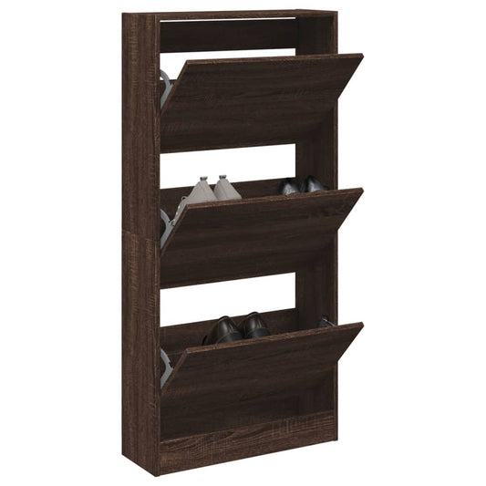 Schuhschrank Braun Eichen-Optik 60x21x125,5 cm Holzwerkstoff