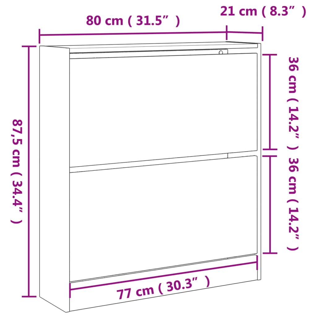 Schuhschrank Weiß 80x21x87,5 cm Holzwerkstoff