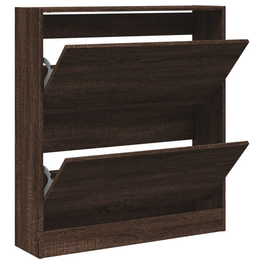 Schuhschrank Braun Eichen-Optik 80x21x87,5 cm Holzwerkstoff
