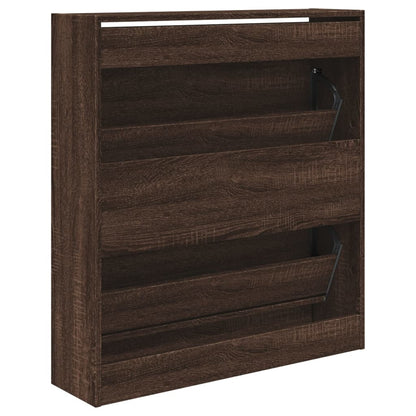 Schuhschrank Braun Eichen-Optik 80x21x87,5 cm Holzwerkstoff