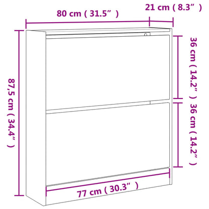 Schuhschrank Braun Eichen-Optik 80x21x87,5 cm Holzwerkstoff