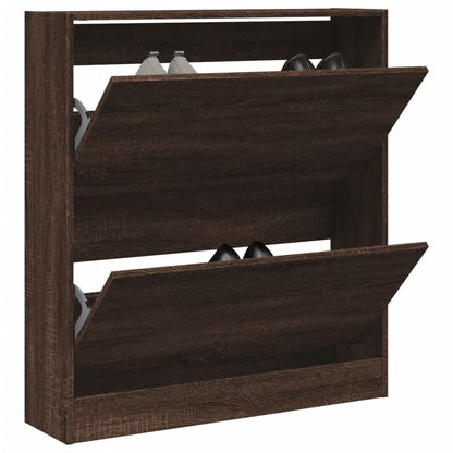 Schuhschrank Braun Eichen-Optik 80x21x87,5 cm Holzwerkstoff