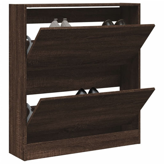 Schuhschrank Braun Eichen-Optik 80x21x87,5 cm Holzwerkstoff