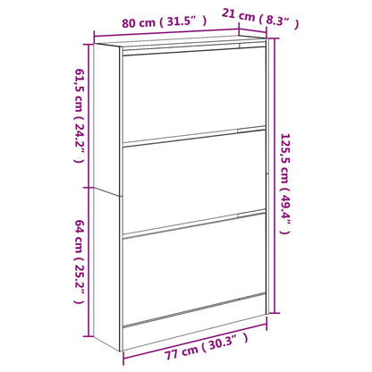 Schuhschrank Braun Eichen-Optik 80x21x125,5 cm Holzwerkstoff