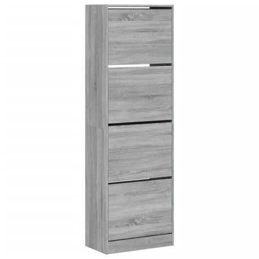 Schuhschrank mit 4 Klappen Grau Sonoma 60x34x187,5 cm
