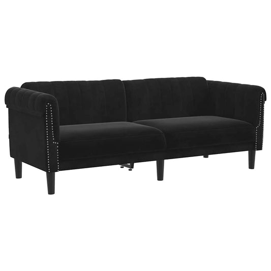 Sofa 3-Sitzer Schwarz Samt