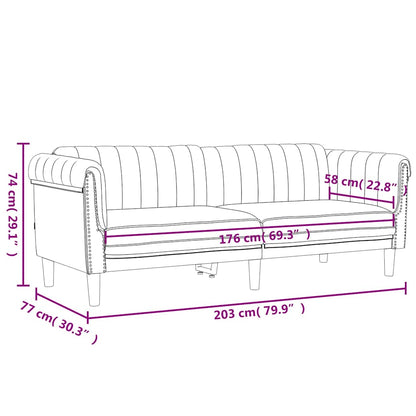 Sofa 3-Sitzer Schwarz Samt