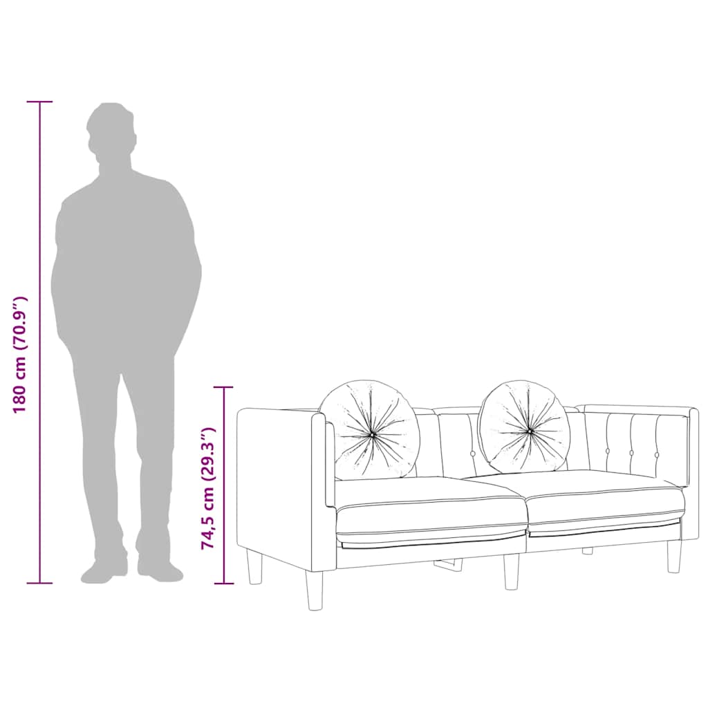 Sofa mit Kissen 2-Sitzer Creme Samt
