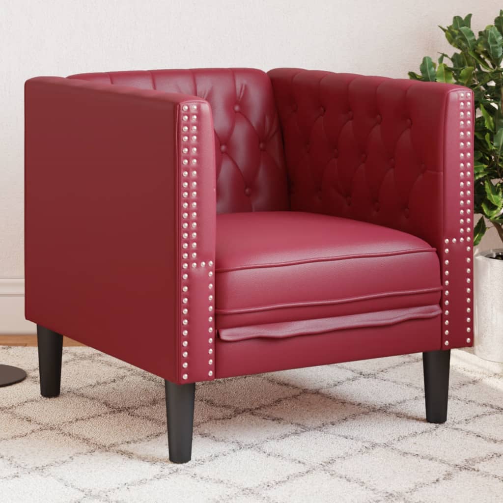 Chesterfield-Sessel Weinrot Kunstleder