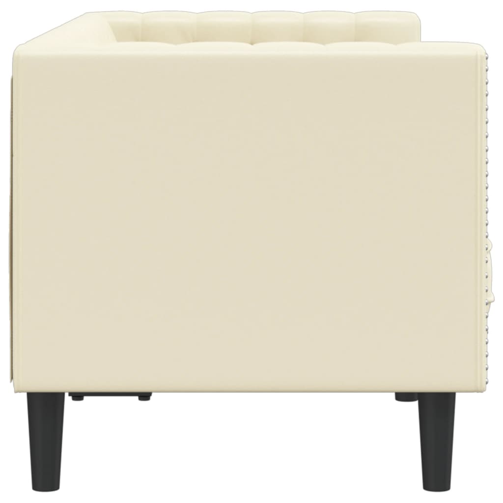 Chesterfield-Sofa 2-Sitzer Creme Kunstleder