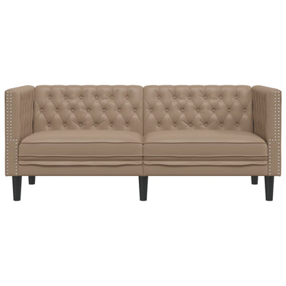 Chesterfield-Sofa 2-Sitzer Cappuccino Kunstleder