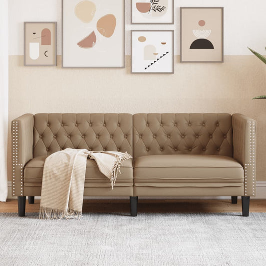 Chesterfield-Sofa 2-Sitzer Cappuccino Kunstleder