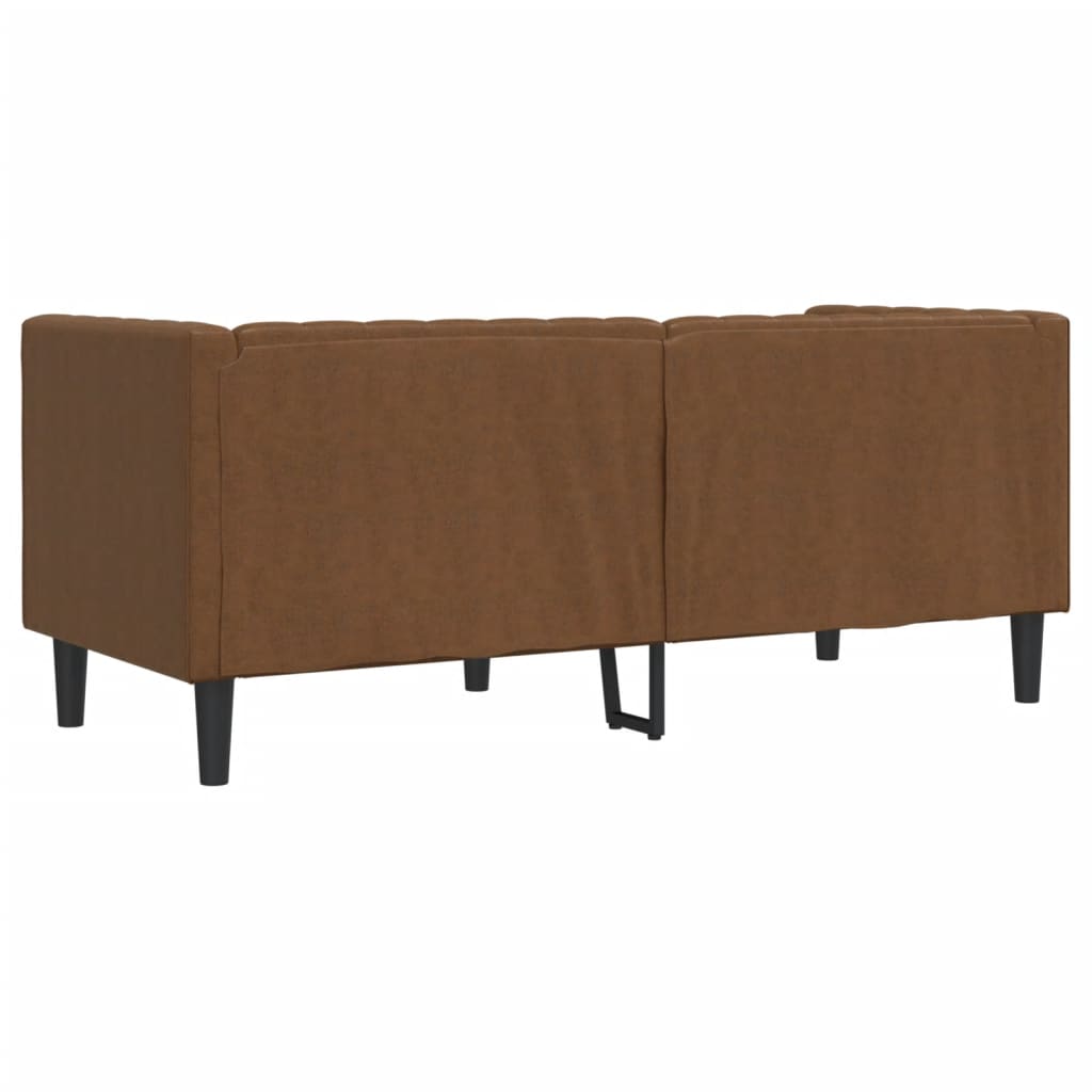 Chesterfield-Sofa 2-Sitzer Braun Kunstleder in Wildleder-Optik