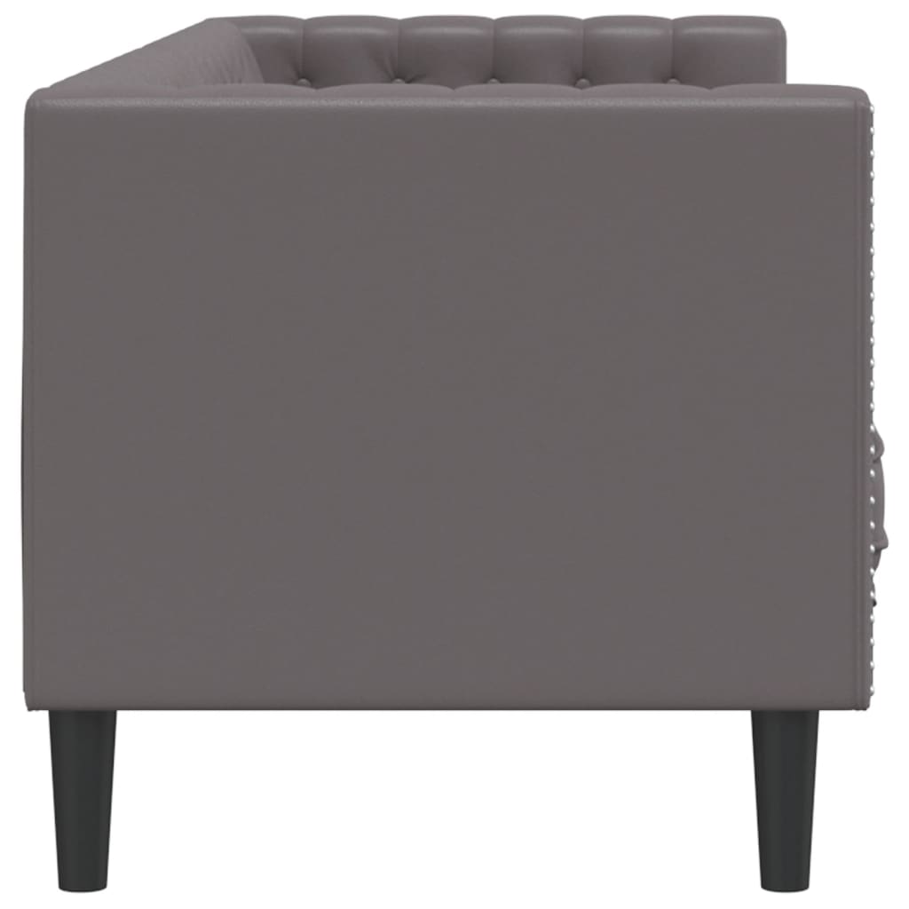 Chesterfield-Sofa 3-Sitzer Grau Kunstleder