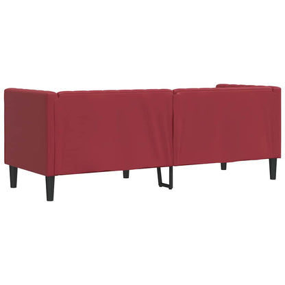 Chesterfield-Sofa 3-Sitzer Weinrot Kunstleder