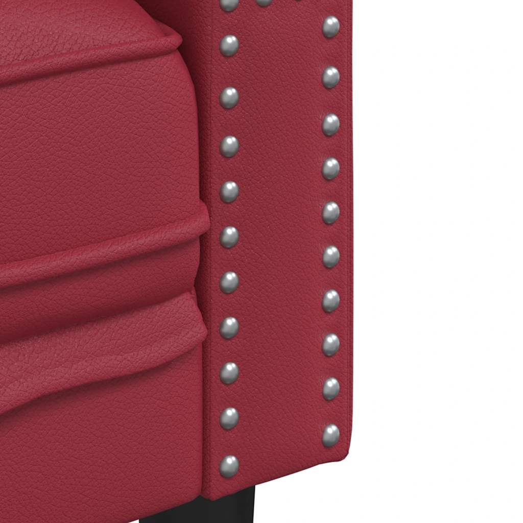 Chesterfield-Sofa 3-Sitzer Weinrot Kunstleder