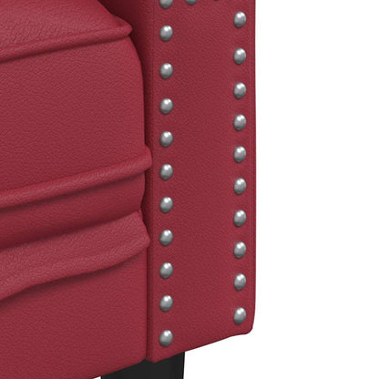 Chesterfield-Sofa 3-Sitzer Weinrot Kunstleder