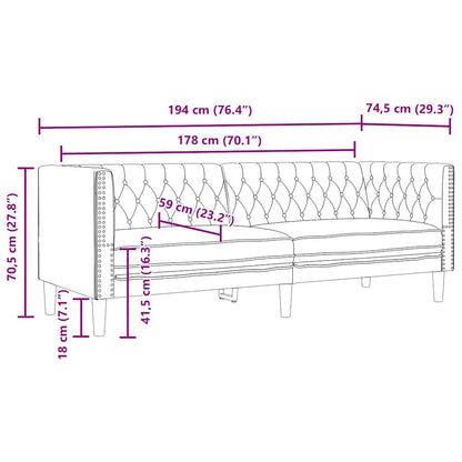 Chesterfield-Sofa 3-Sitzer Weinrot Kunstleder