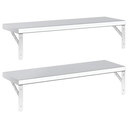 Wandregale 2 Stk. 75x23,5 cm Silbern Edelstahl