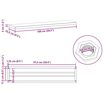 Wandregale 2 Stk. 100x23,5x3 cm Silbern Edelstahl