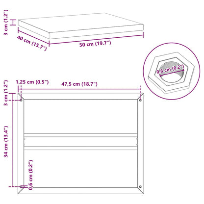 Wandregale 2 Stk. 50x40x3 cm Schwarz Edelstahl