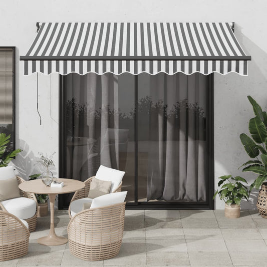 Markise Einziehbar Anthrazit und Weiß 3x2,5 m Stoff & Aluminium