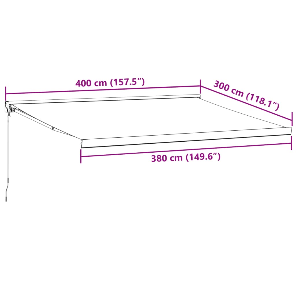 Markise Einziehbar Anthrazit und Weiß 4x3 m Stoff und Aluminium