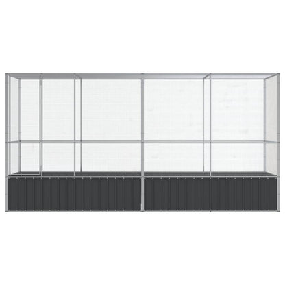 Voliere mit Erweiterung Silbern 418,5x107x212 cm Stahl
