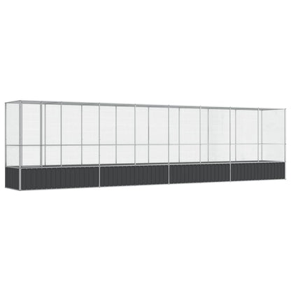 Voliere mit Erweiterung Silbern 834,5x107x212 cm Stahl