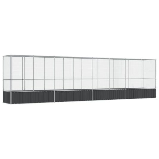 Voliere mit Erweiterung Silbern 834,5x107x212 cm Stahl