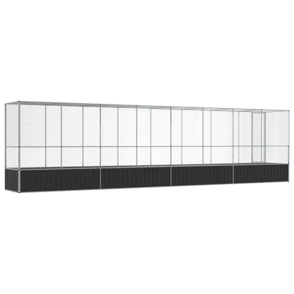 Voliere mit Erweiterung Silbern 834,5x107x212 cm Stahl