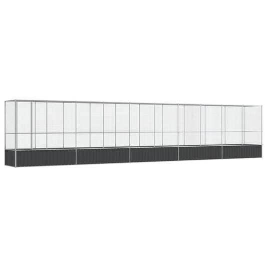 Voliere mit Erweiterung Silbern 1042,5x107x212 cm Stahl