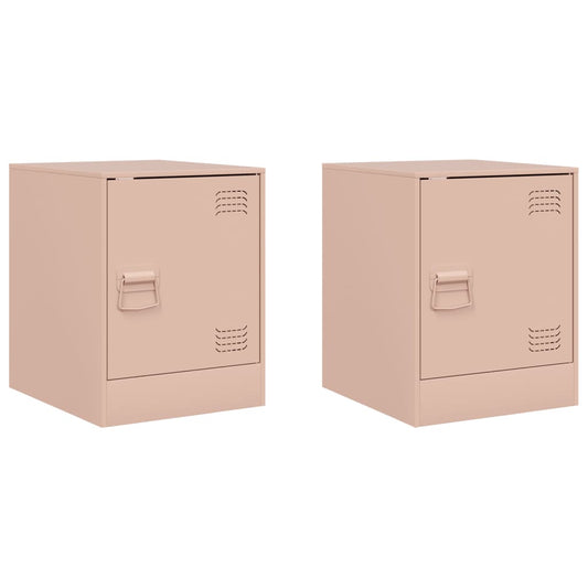 Nachttische 2 Stk. Rosa 34,5x39x44 cm Stahl